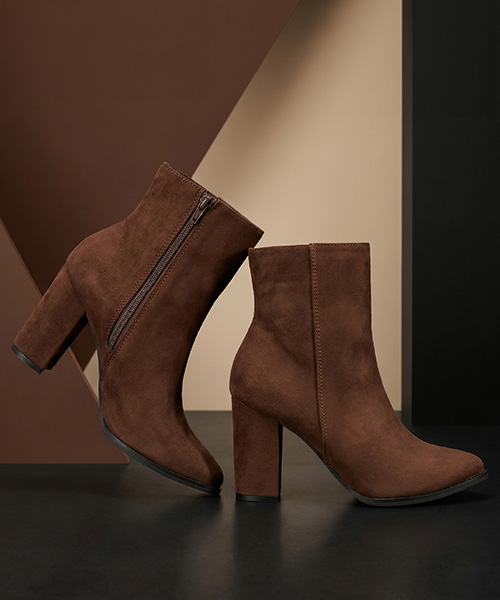 Botines Amelia gamuza color café para mujer