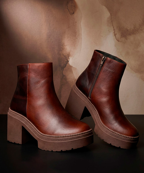 Botines martina color coñac para mujer